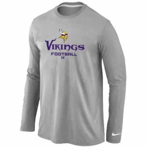 NIKE Minnesota Vikings light grey Critical Victory Long Sleeve NFL T-Shirt Cheap