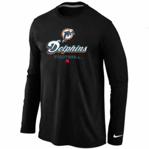NIKE Miami Dolphins black Critical Victory Long Sleeve NFL T-Shirt Cheap