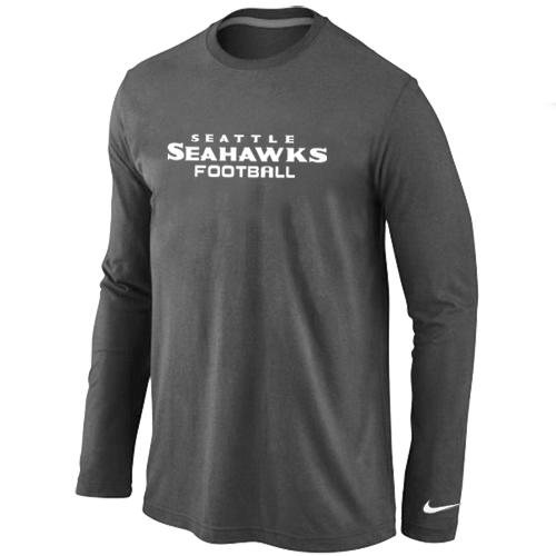 Nike Seattle Seahawks Authentic font Long Sleeve T-Shirt D.Grey Cheap