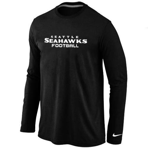 Nike Seattle Seahawks Authentic font Long Sleeve T-Shirt Black Cheap