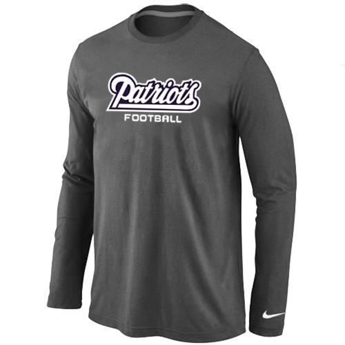 Nike New England Patriots Authentic font Long Sleeve T-Shirt D.Grey Cheap