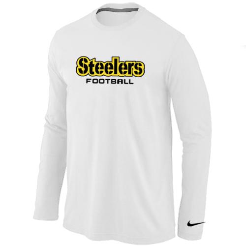 Nike Pittsburgh Steelers Authentic font Long Sleeve T-Shirt White Cheap