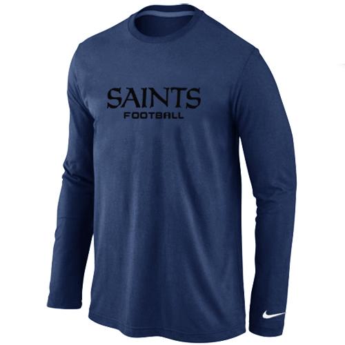 Nike New Orleans Sains Authentic font Long Sleeve T-Shirt D.Blue Cheap