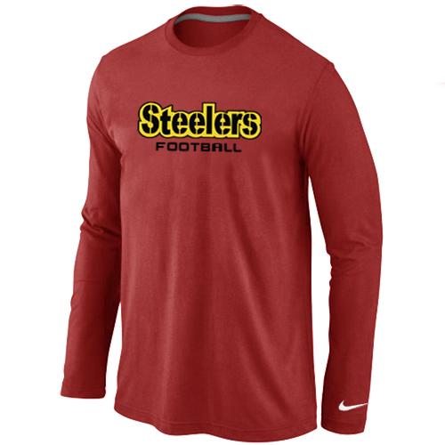 Nike Pittsburgh Steelers Authentic font Long Sleeve T-Shirt Red Cheap