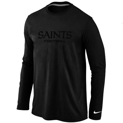 Nike New Orleans Sains Authentic font Long Sleeve T-Shirt Black Cheap