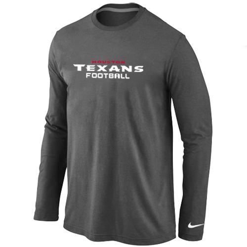 Nike Houston Texans Authentic font Long Sleeve T-Shirt D.Grey Cheap