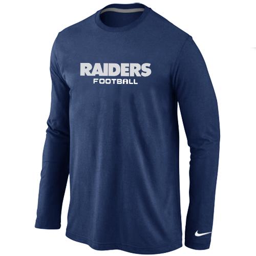 Nike Oakland Raiders Authentic font Long Sleeve T-Shirt D.Blue Cheap