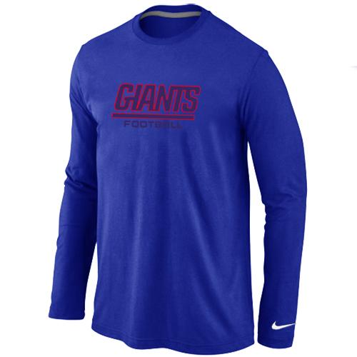Nike New York Giants Authentic font Long Sleeve T-Shirt blue Cheap