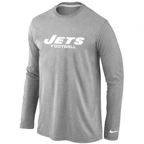 Nike New York Jets Authentic font Long Sleeve T-Shirt Grey Cheap