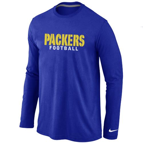 Nike Green Bay Packers font Long Sleeve T-Shirt blue Cheap