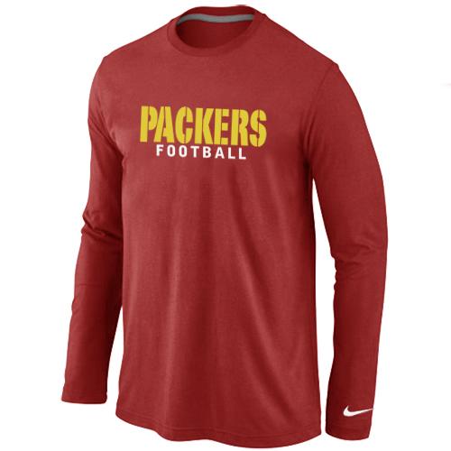 Nike Green Bay Packers font Long Sleeve T-Shirt Red Cheap