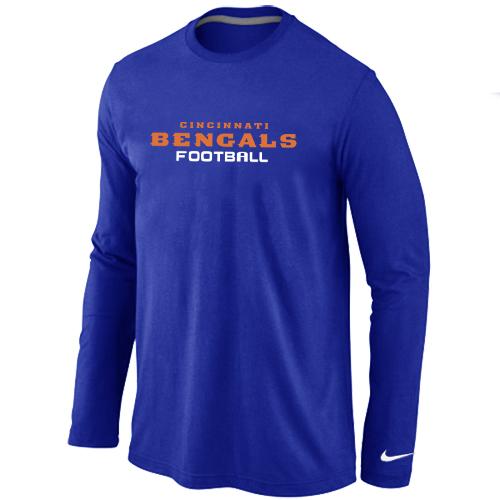 Nike Cincinnati Bengals Authentic font Long Sleeve T-Shirt blue Cheap