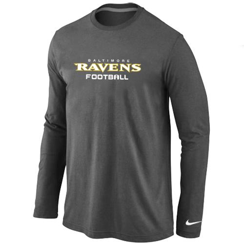 Nike Baltimore Ravens Authentic font Long Sleeve T-Shirt D.Grey Cheap