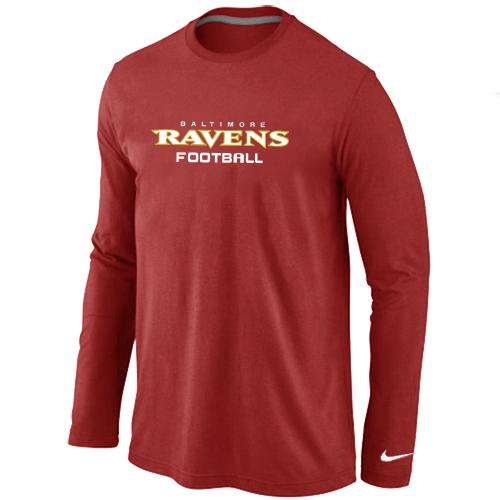 Nike Baltimore Ravens Authentic font Long Sleeve T-Shirt Red Cheap
