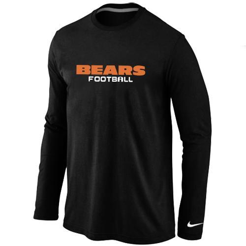Nike Chicago Bears Authentic font Long Sleeve T-Shirt Black Cheap