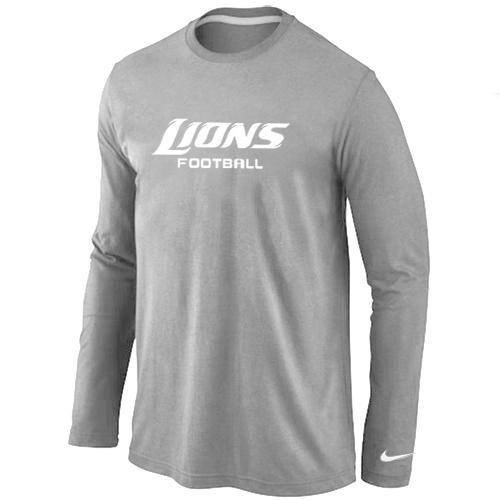Nike Detroit Lions Authentic font Long Sleeve T-Shirt Grey Cheap
