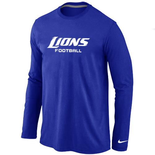 Nike Detroit Lions Authentic font Long Sleeve T-Shirt blue Cheap