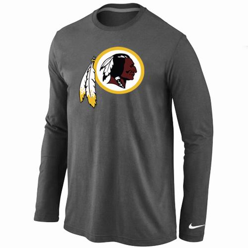 Nike Washington Redskins Logo Long Sleeve Dark Grey NFL T-Shirt Cheap