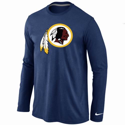 Nike Washington Redskins Logo Long Sleeve Dark Blue NFL T-Shirt Cheap