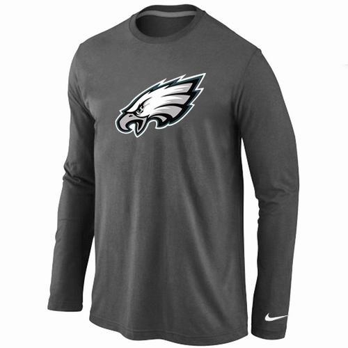 Nike Philadelphia Eagles Logo Long Sleeve Dark Grey NFL T-Shirt Cheap
