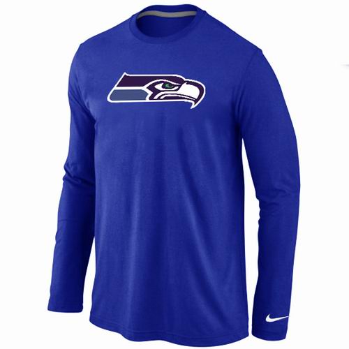 Nike Seattle Seahawks Logo Long Sleeve Blue NFL T-Shirt Cheap