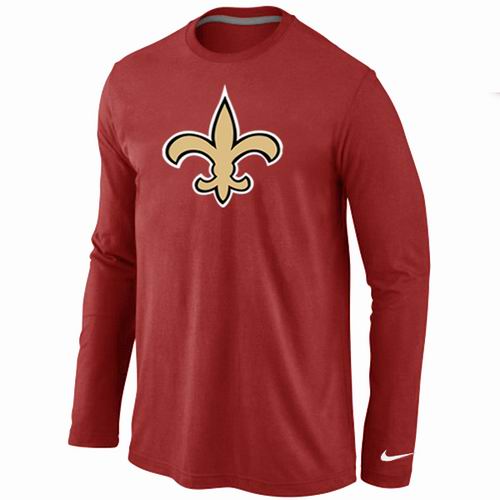 Nike New Orleans Sains Logo Long Sleeve Red NFL T-Shirt Cheap
