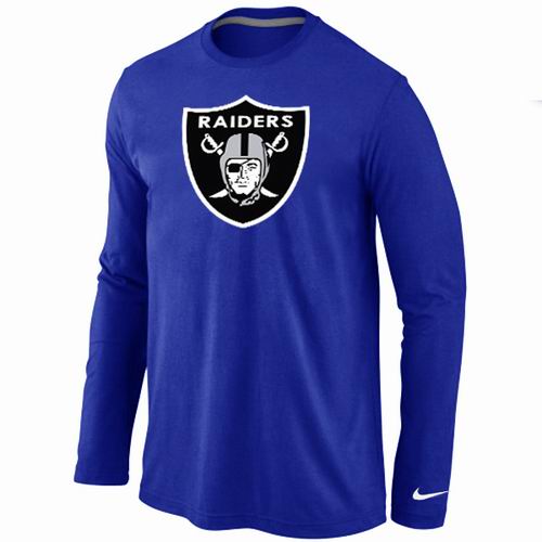 Nike Oakland Raiders Logo Long Sleeve Blue NFL T-Shirt Cheap