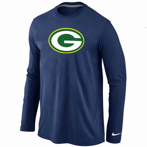 Nike Green Bay Packers Logo Long Sleeve Dark Blue NFL T-Shirt Cheap