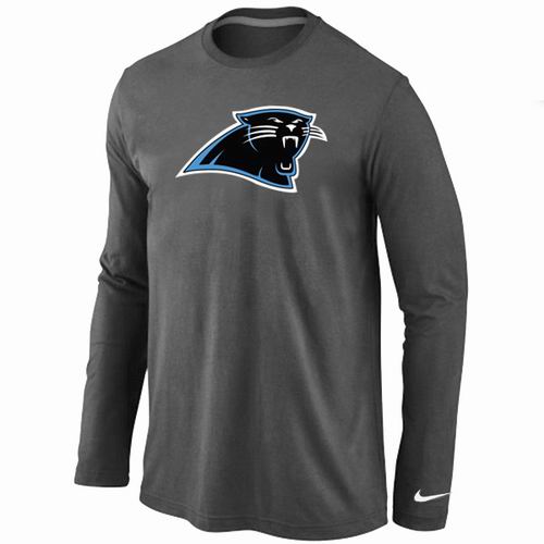 Nike Carolina Panthers Logo Long Sleeve Dark Grey NFL T-Shirt Cheap
