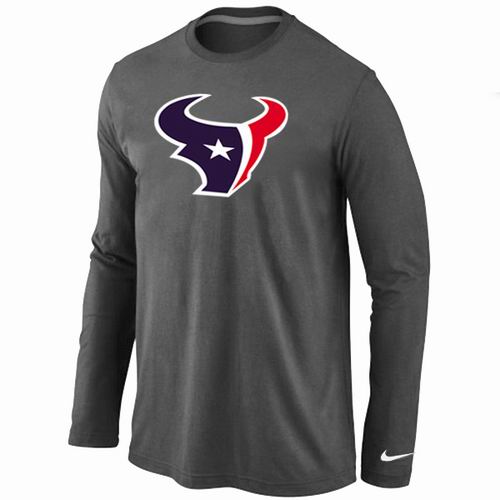 Nike Houston Texans Logo Long Sleeve Dark Grey NFL T-Shirt Cheap