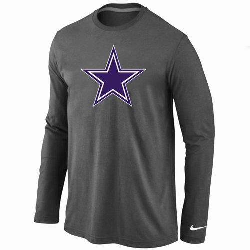 Nike Dallas Cowboys Logo Long Sleeve Dark Grey NFL T-Shirt Cheap