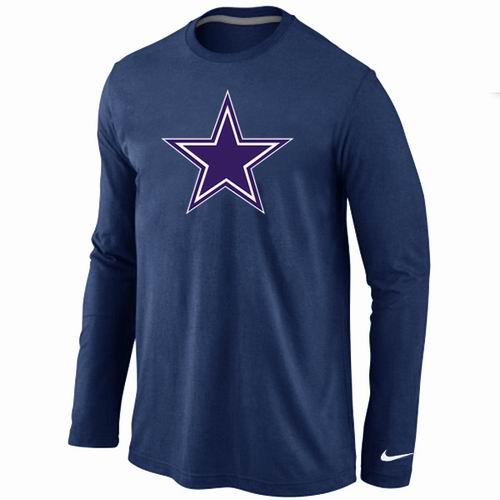 Nike Dallas Cowboys Logo Long Sleeve Dark Blue NFL T-Shirt Cheap