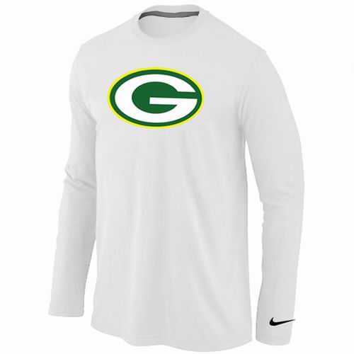 Nike Green Bay Packers Logo Long Sleeve White NFL T-Shirt Cheap