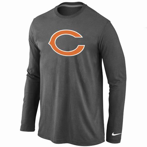Nike Chicago Bears Logo Long Sleeve Dark Grey NFL T-Shirt Cheap