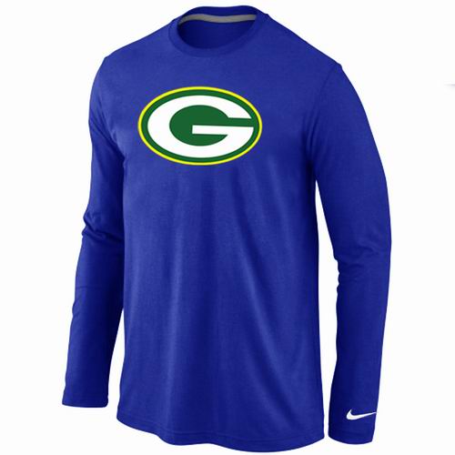 Nike Green Bay Packers Logo Long Sleeve Blue NFL T-Shirt Cheap