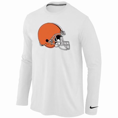 Nike Cleveland Browns Logo Long Sleeve White NFL T-Shirt Cheap