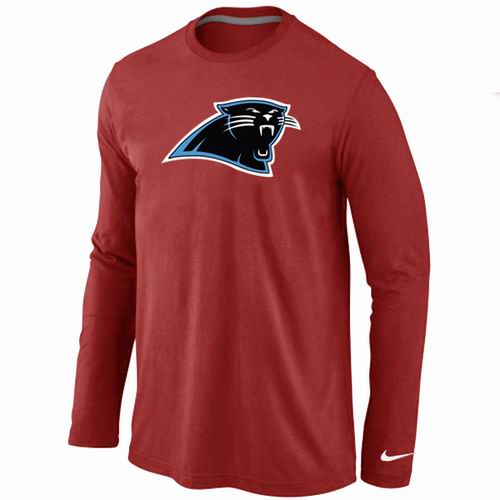 Nike Carolina Panthers Logo Long Sleeve Red NFL T-Shirt Cheap