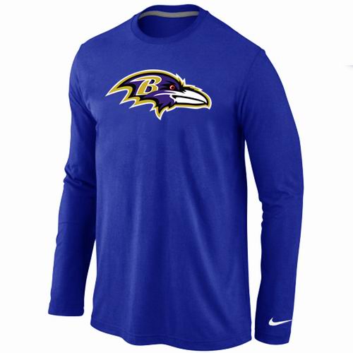 Nike Baltimore Ravens Logo Long Sleeve Blue NFL T-Shirt Cheap