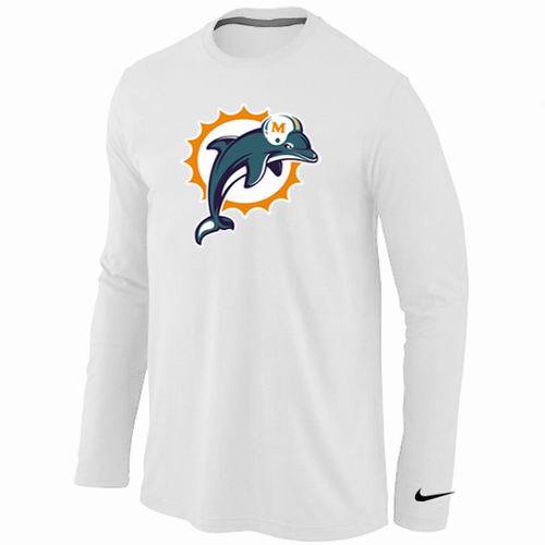 Nike Miami Dolphins Logo Long Sleeve White NFL T-Shirt Cheap
