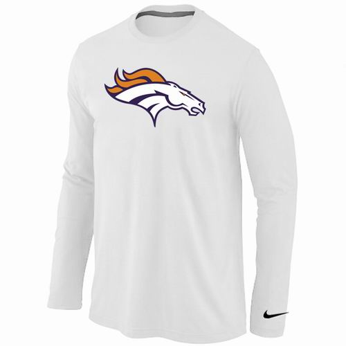 Nike Denver Broncos Logo Long Sleeve White NFL T-Shirt Cheap