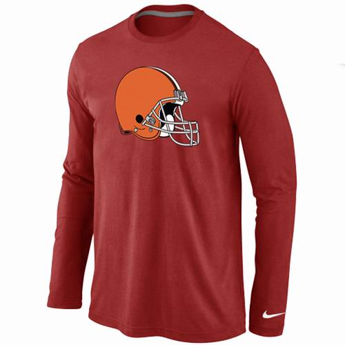 Nike Cleveland Browns Logo Long Sleeve Red NFL T-Shirt Cheap