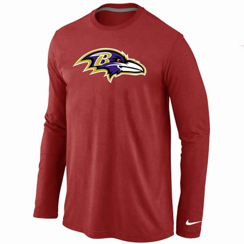 Nike Baltimore Ravens Logo Long Sleeve Red NFL T-Shirt Cheap