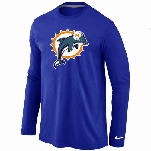 Nike Miami Dolphins Logo Long Sleeve Blue NFL T-Shirt Cheap