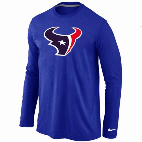 Nike Houston Texans Logo Long Sleeve Blue NFL T-Shirt Cheap