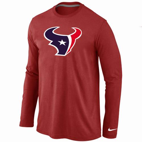 Nike Houston Texans Logo Long Sleeve Red NFL T-Shirt Cheap