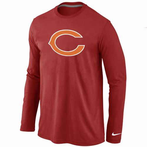 Nike Chicago Bears Logo Long Sleeve Red NFL T-Shirt Cheap