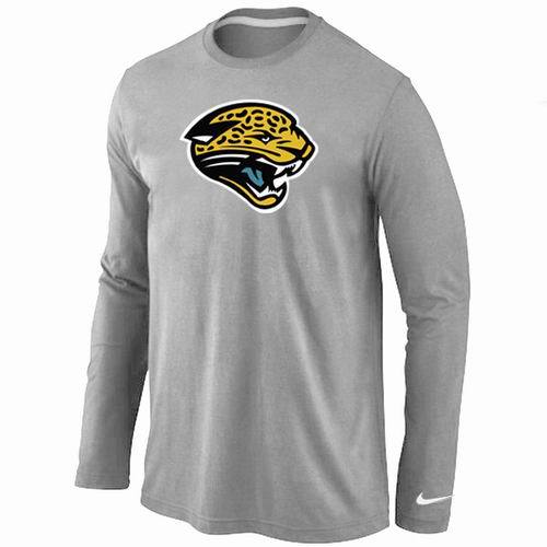 Nike Jacksonville Jaguars Logo Grey Long Sleeve NFL T-Shirt Cheap