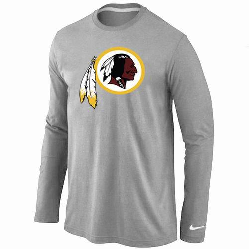 Nike Washington Redskins Logo Grey Long Sleeve NFL T-Shirt Cheap