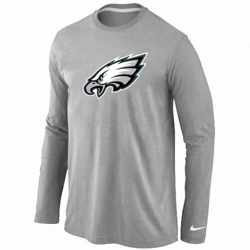Nike Philadelphia Eagles Logo Grey Long Sleeve NFL T-Shirt Cheap