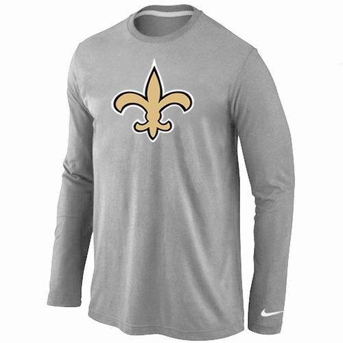 Nike New Orleans Saints Logo Grey Long Sleeve NFL T-Shirt Cheap